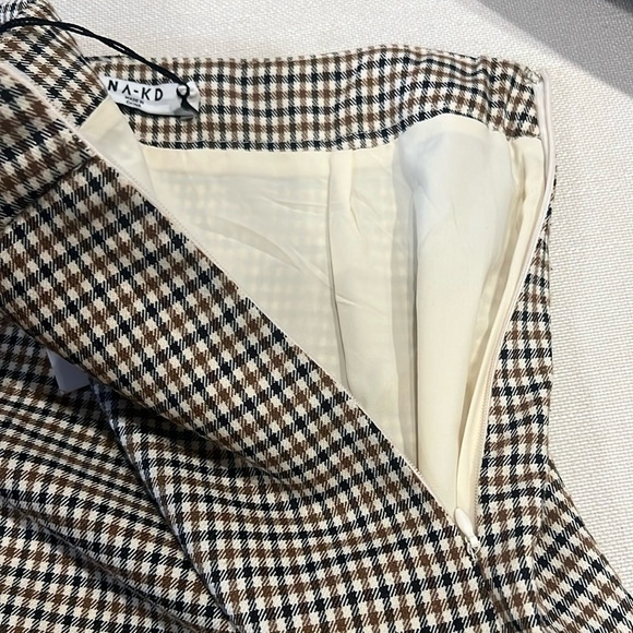 NWT NA-KD Brown check mini Skirt size EU 38/US 8 - Picture 5 of 7